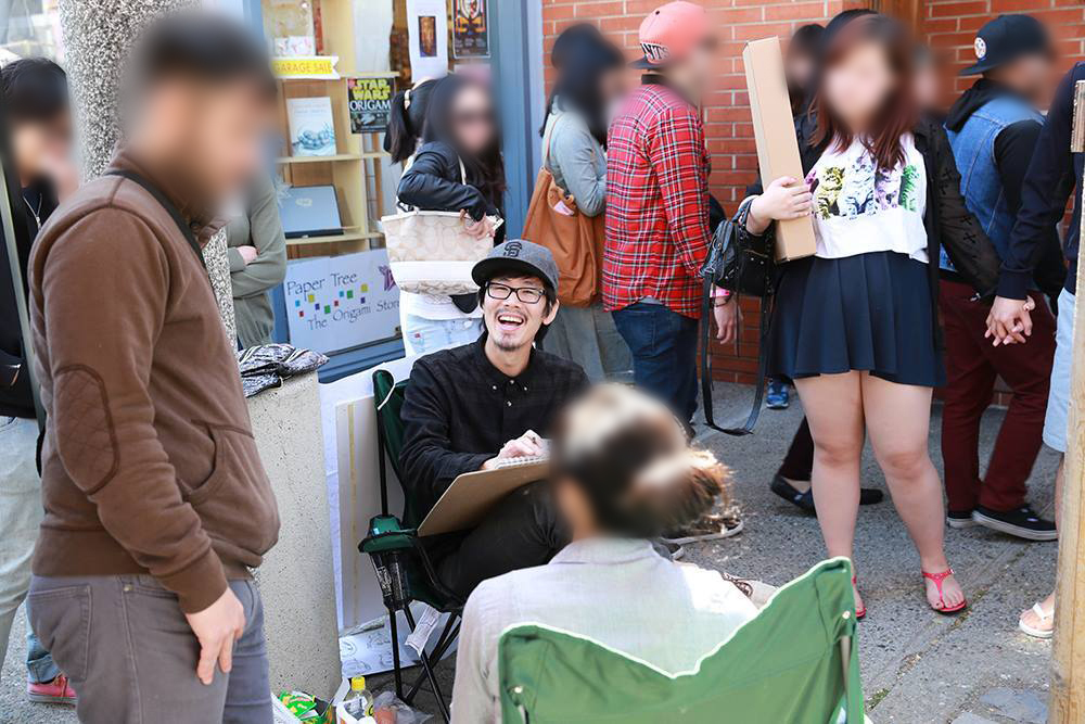 桜祭りの似顔絵チャリティーイベント